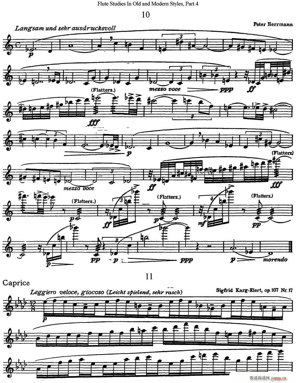 斯勒新老风格长笛练习重奏曲 第四部分 NO 10 NO 11(笛箫谱)1
