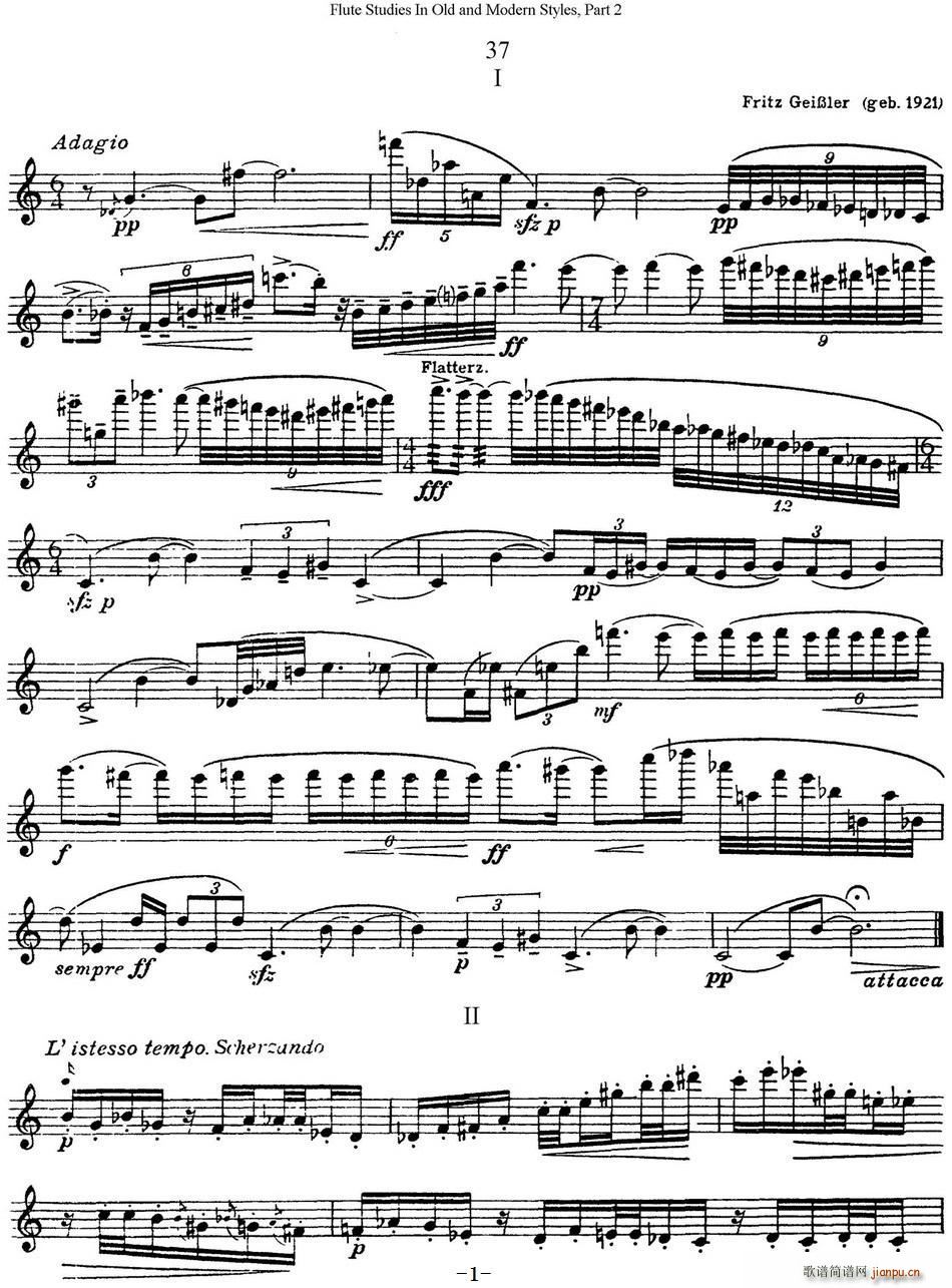 斯勒新老风格长笛练习重奏曲 第二部分 NO 37(笛箫谱)1