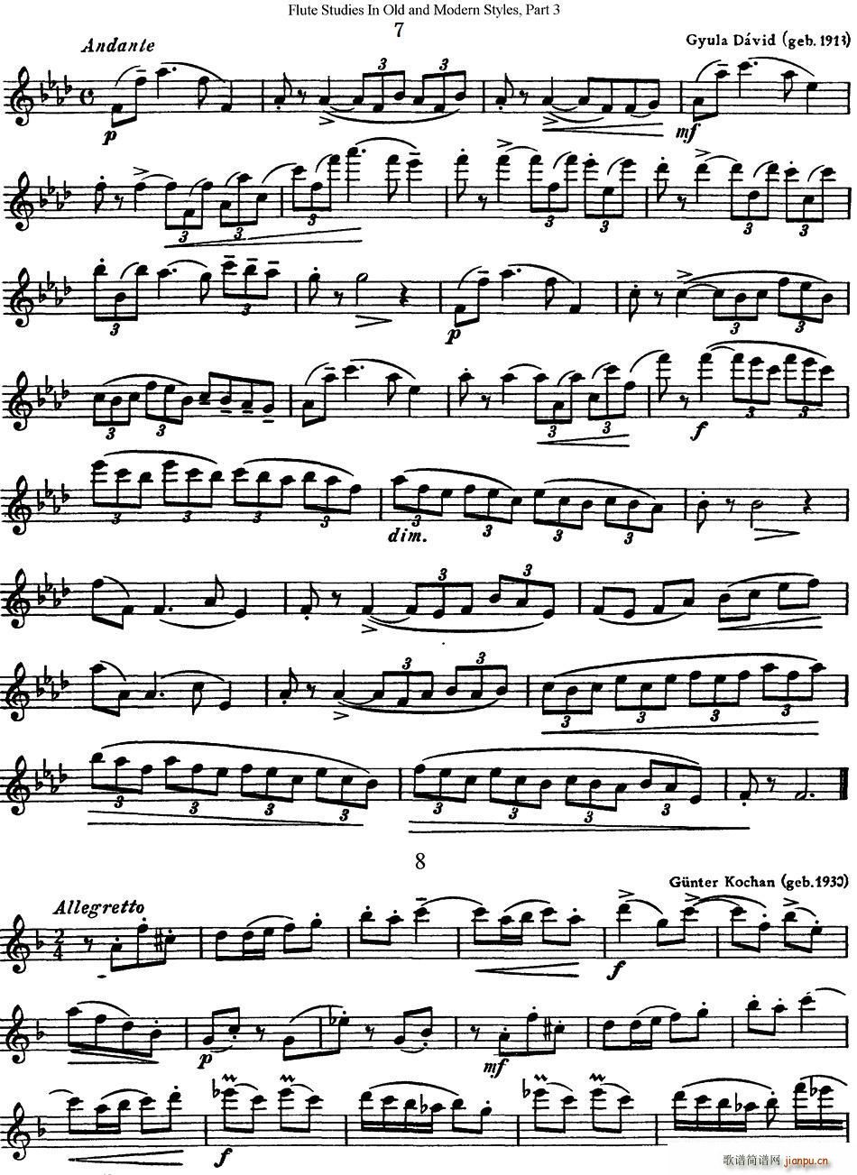 斯勒新老风格长笛练习重奏曲 第三部分 NO 7 NO 10(笛箫谱)1