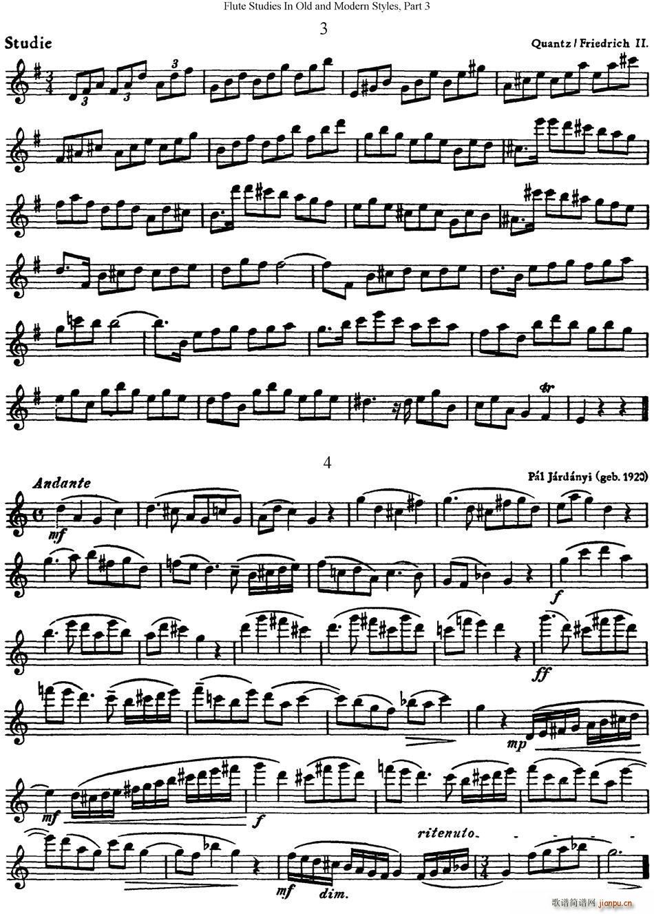 斯勒新老风格长笛练习重奏曲 第三部分 NO 3 NO 4(笛箫谱)1