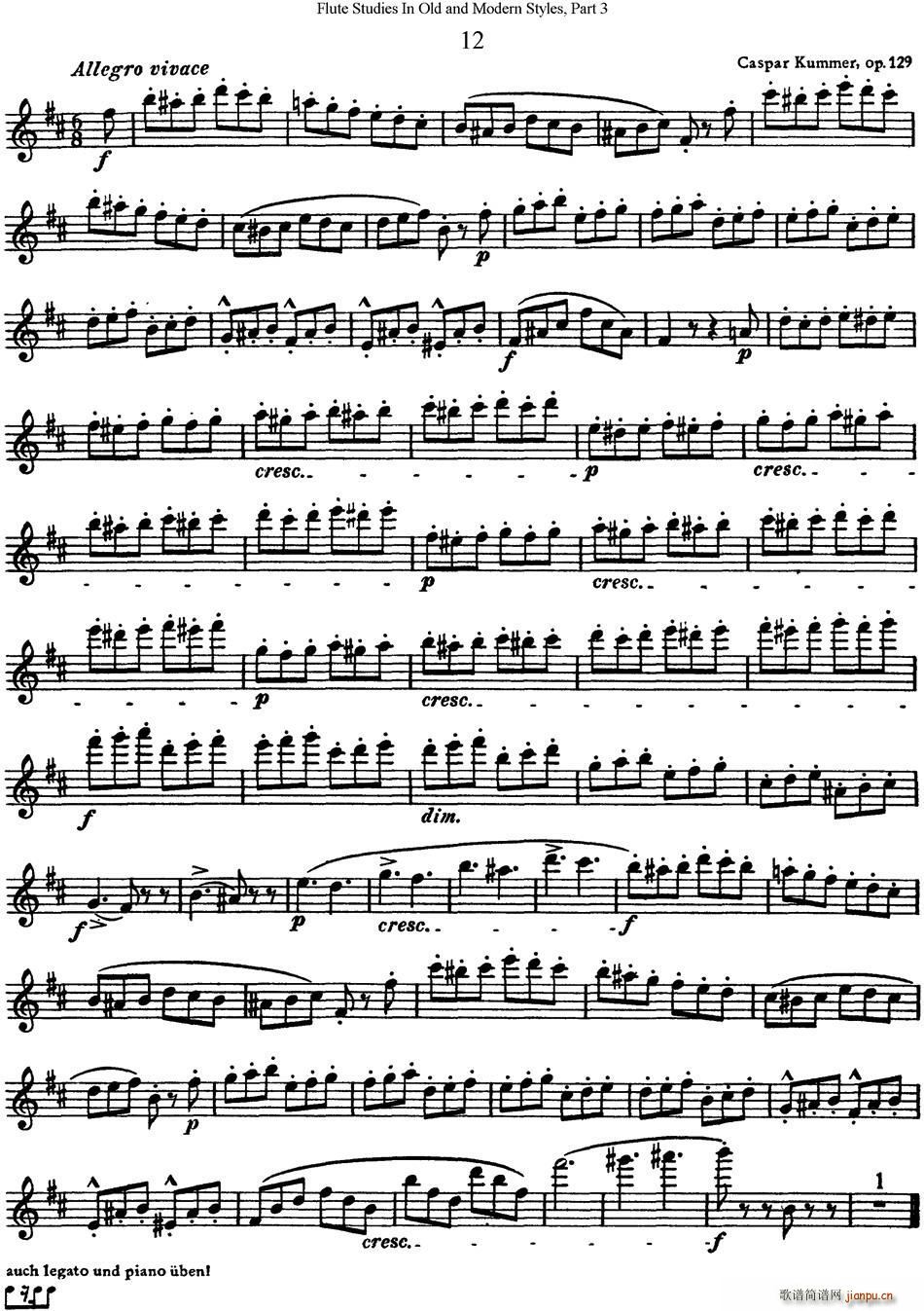 斯勒新老风格长笛练习重奏曲 第三部分 NO 12(笛箫谱)1