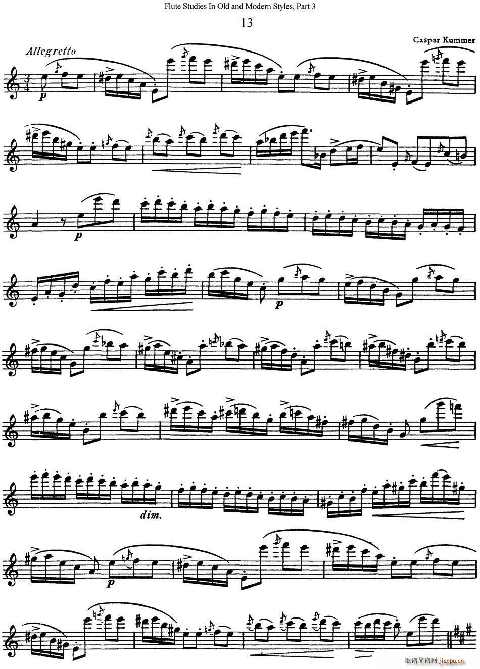 斯勒新老风格长笛练习重奏曲 第三部分 NO 13 NO 14(笛箫谱)1