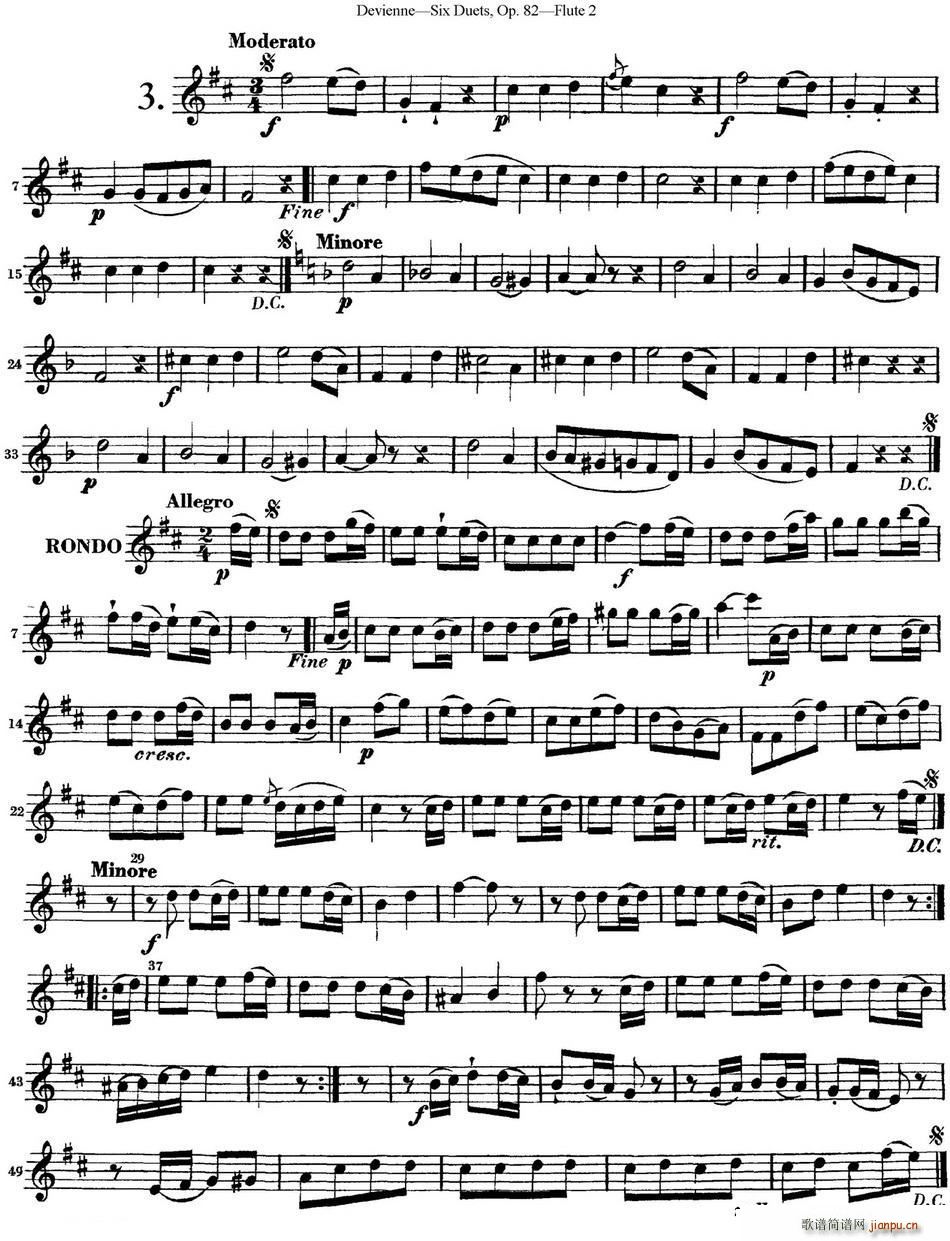 德维埃纳六个长笛二重奏小段Op 82 Flute 2 NO 3(笛箫谱)1