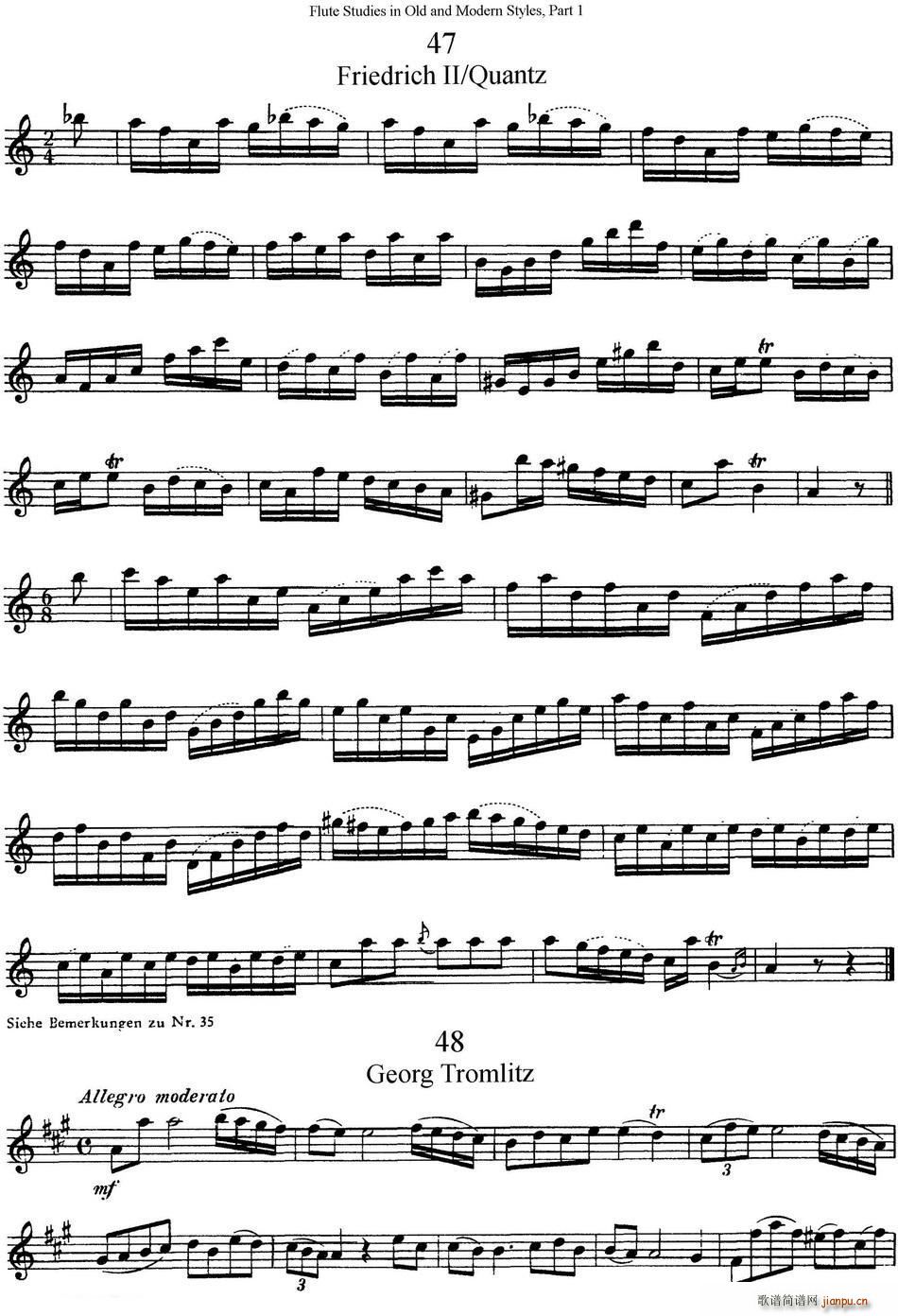 斯勒新老风格长笛练习重奏曲 第一部分 NO 47 NO 49(笛箫谱)1