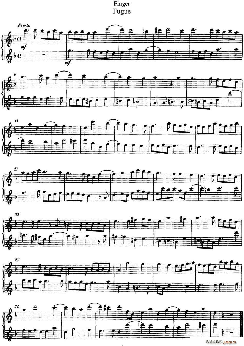 芬格长笛二重奏 Fugue(笛箫谱)1