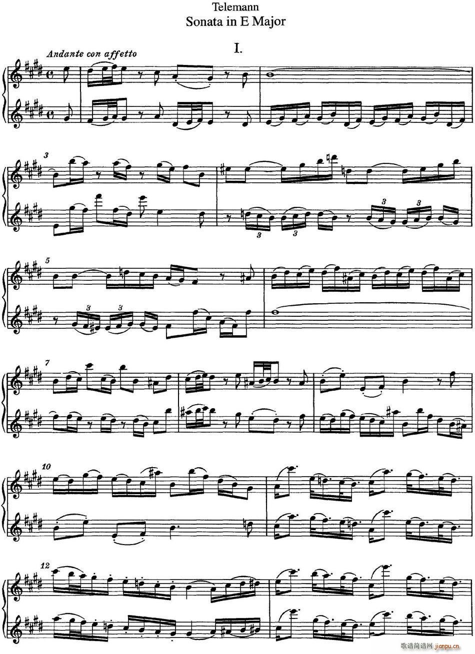台莱曼E大调双长笛奏鸣曲 No 1(笛箫谱)1