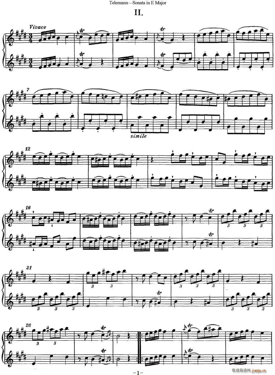台莱曼E大调双长笛奏鸣曲 No 2(笛箫谱)1