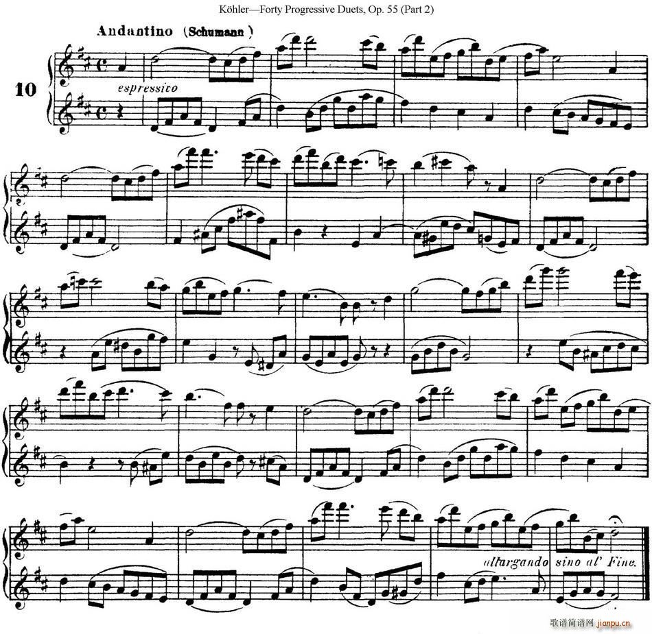 柯勒40首长笛提高练习曲OP 55 二重奏 NO 10(笛箫谱)1