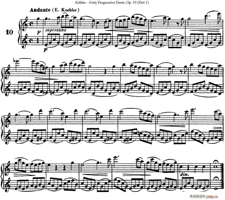 柯勒40首长笛提高练习曲OP 55 NO 10(笛箫谱)1