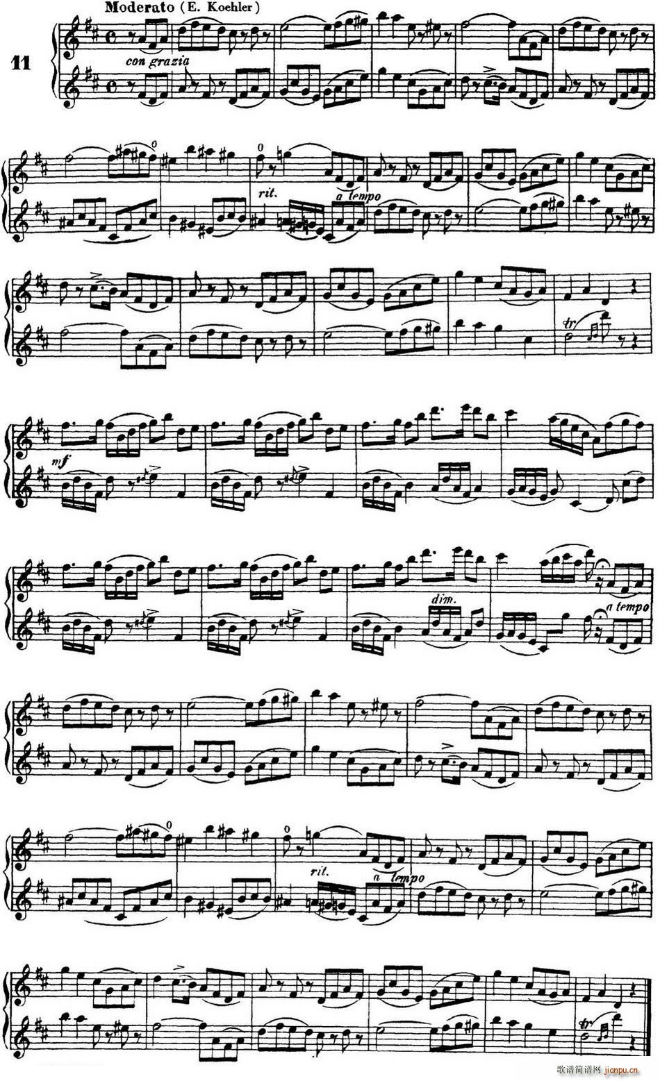 柯勒40首长笛提高练习曲OP 55 NO 11(笛箫谱)1
