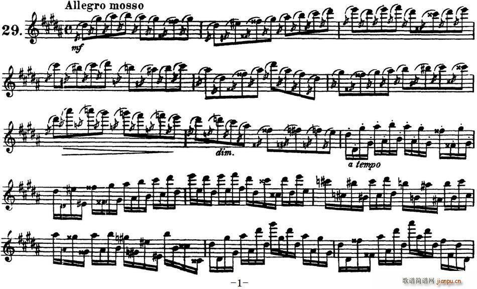 柯勒30首高级长笛练习曲作品75号 NO 29(笛箫谱)1