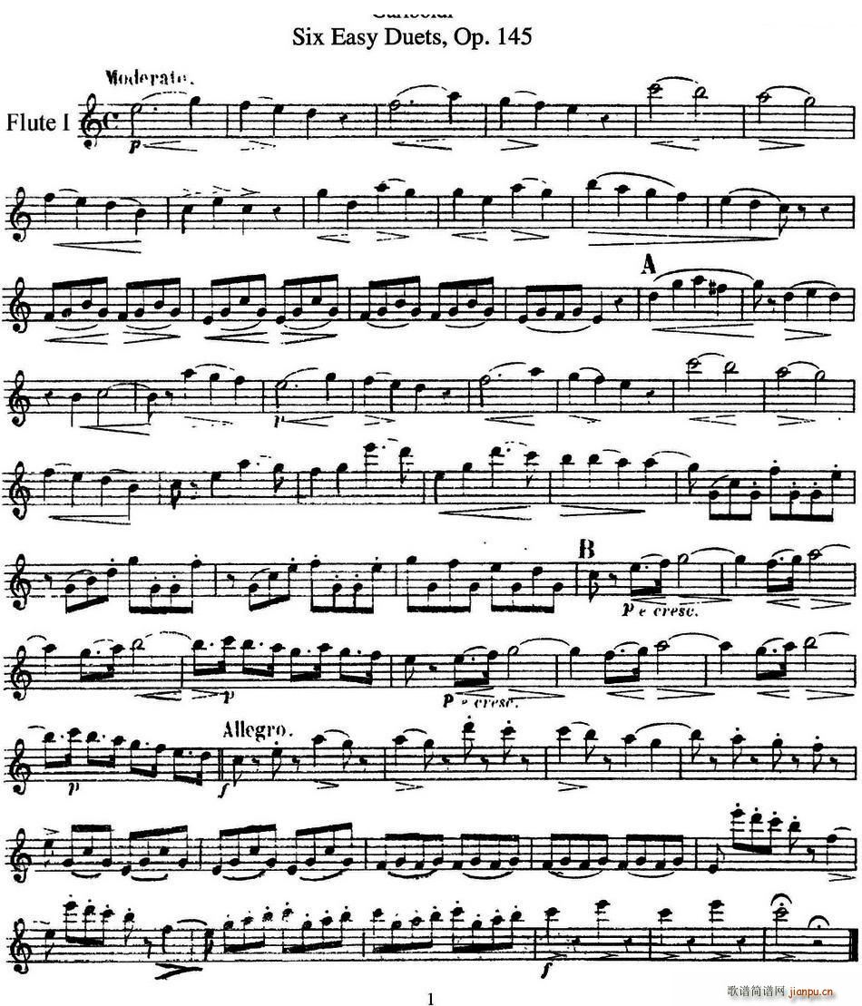 六首简易二重奏作品145号(笛箫谱)1