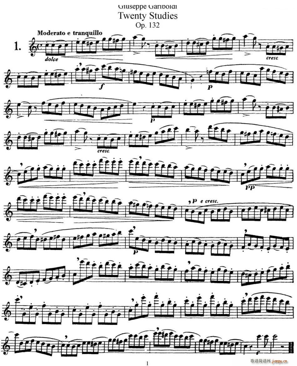 二十首练习曲作品132号之1(笛箫谱)1