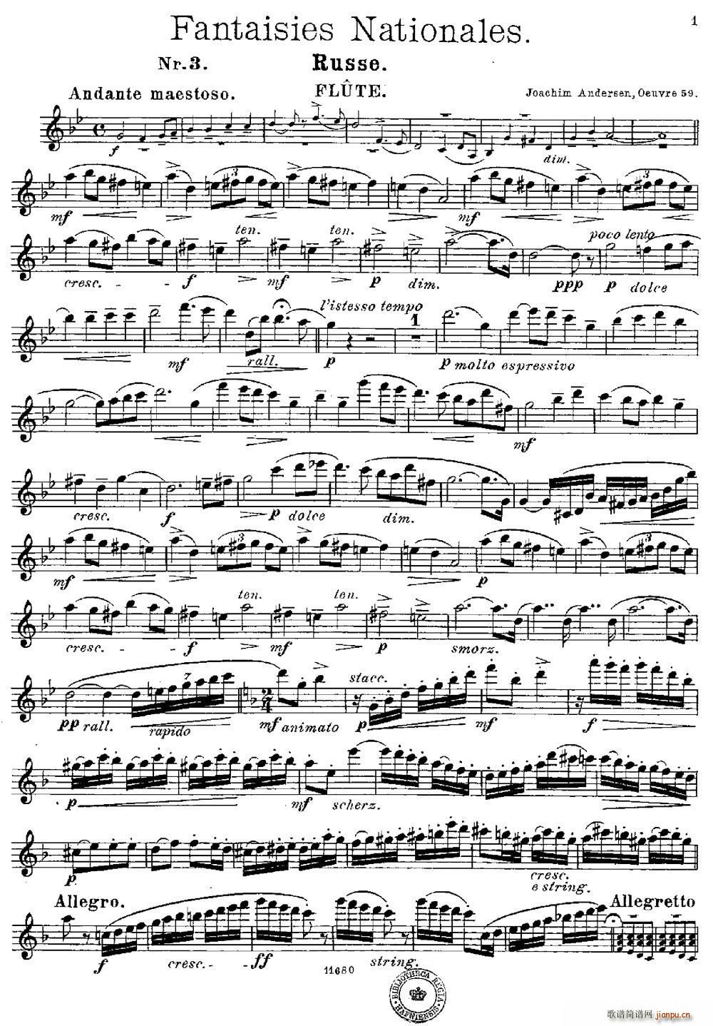 Fantaisies nationales Russe Op 59 No 3(笛箫谱)1