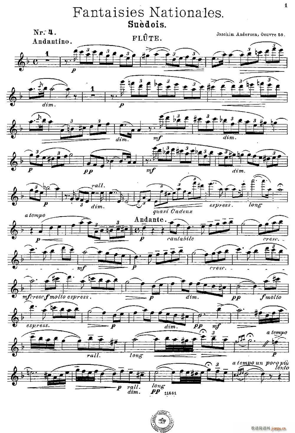 Fantaisies nationales Suedois Op 59 No 4(笛箫谱)1