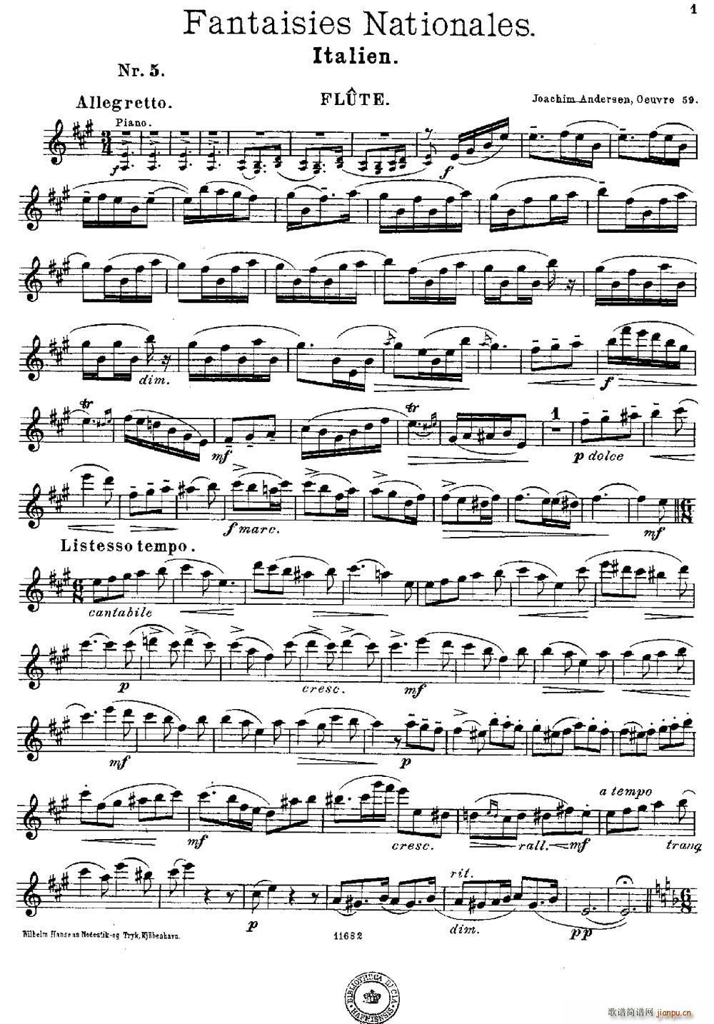 Fantaisies nationales Italien Op 59 No 5(笛箫谱)1