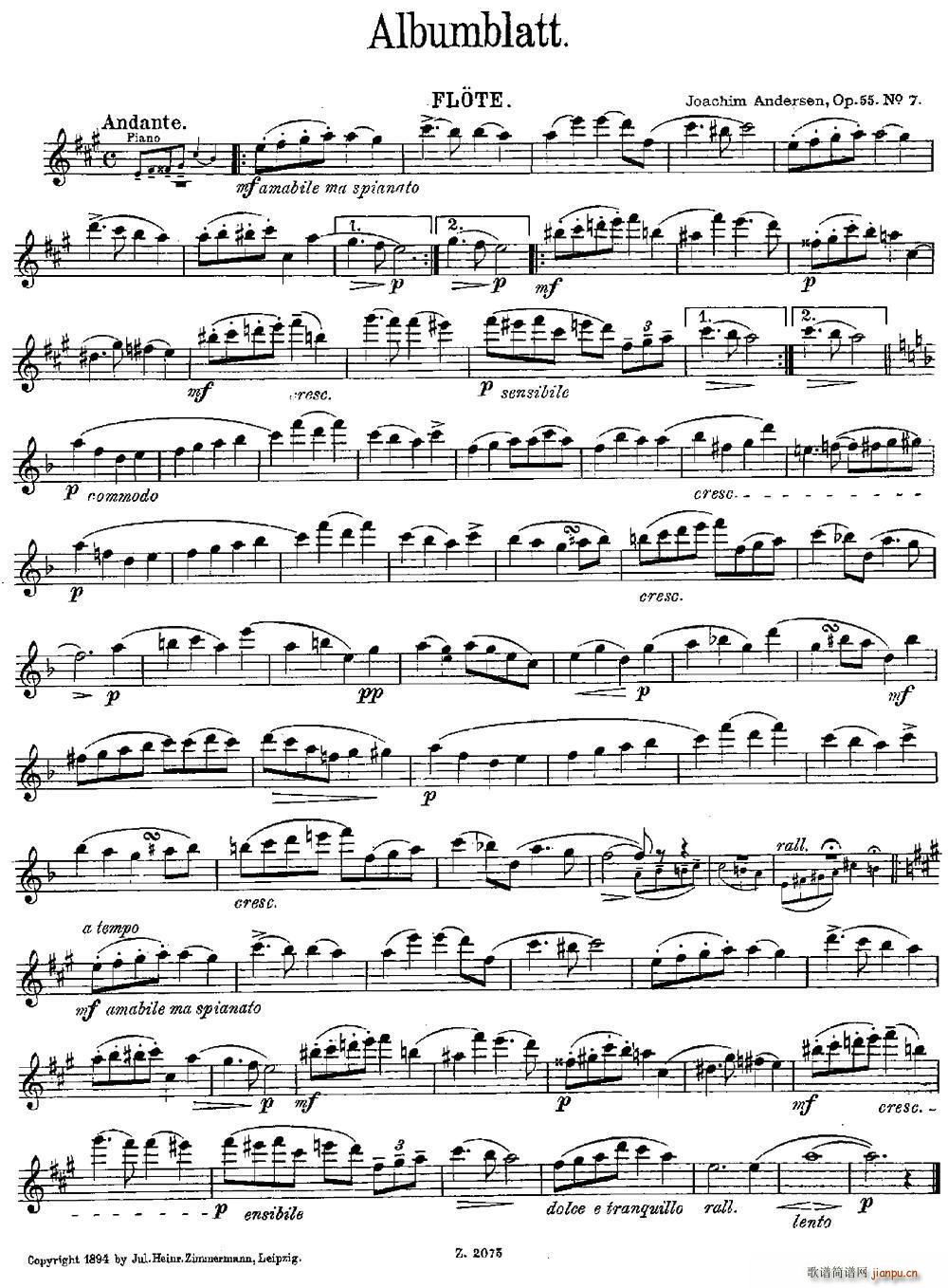 Albumblatt Op 55 No 7(笛箫谱)1