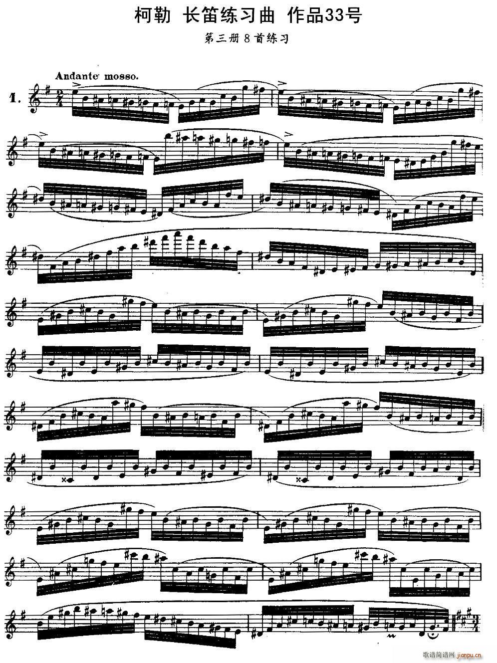 柯勒长笛练习曲作品33号 第三册 1(笛箫谱)1