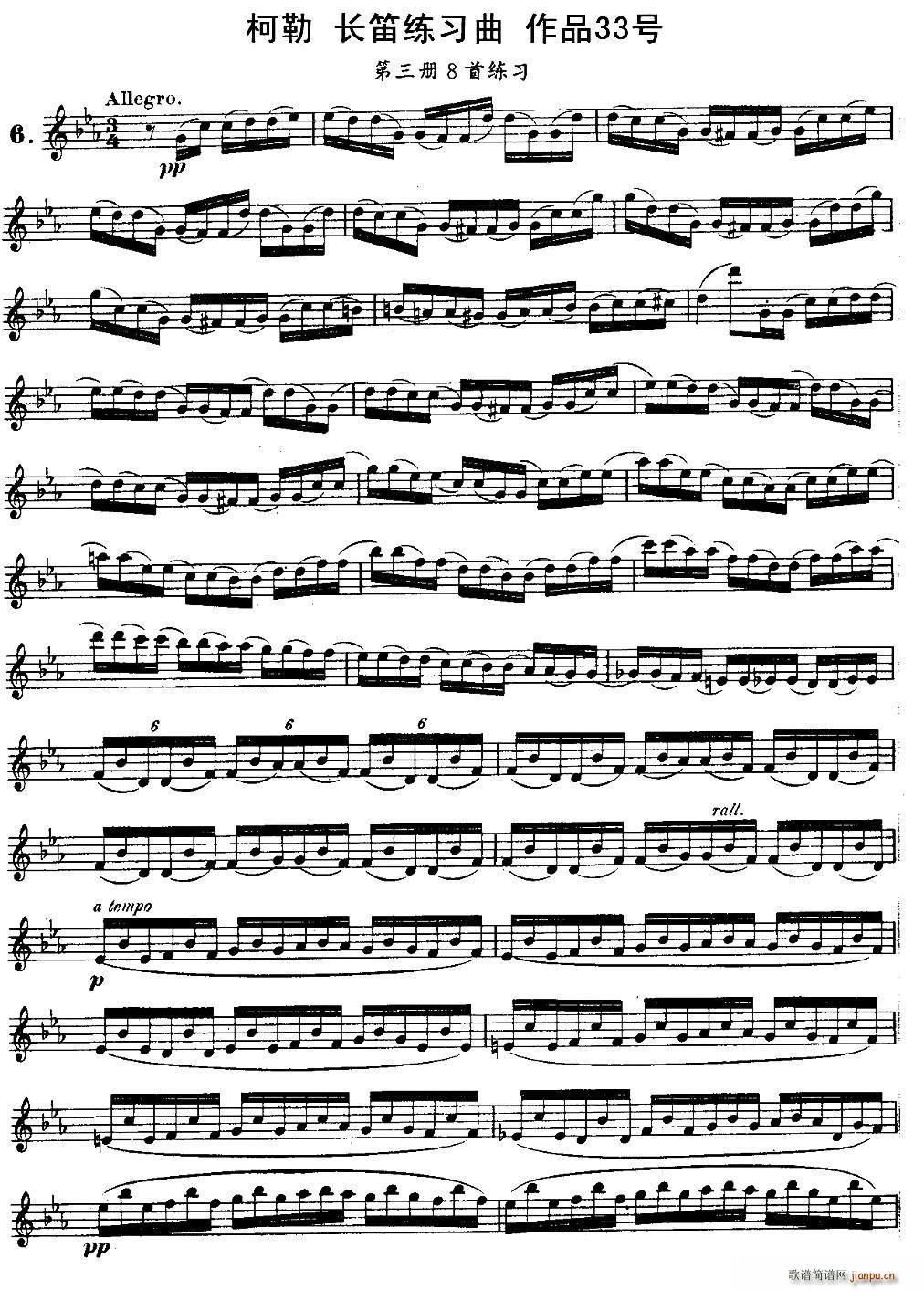 柯勒长笛练习曲作品33号 第三册 6(笛箫谱)1