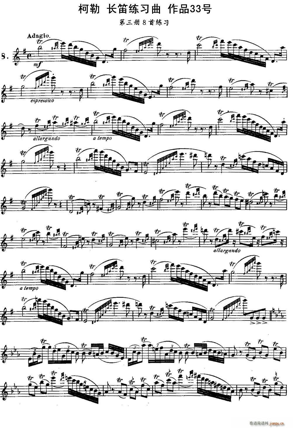 柯勒长笛练习曲作品33号 第三册 8(笛箫谱)1