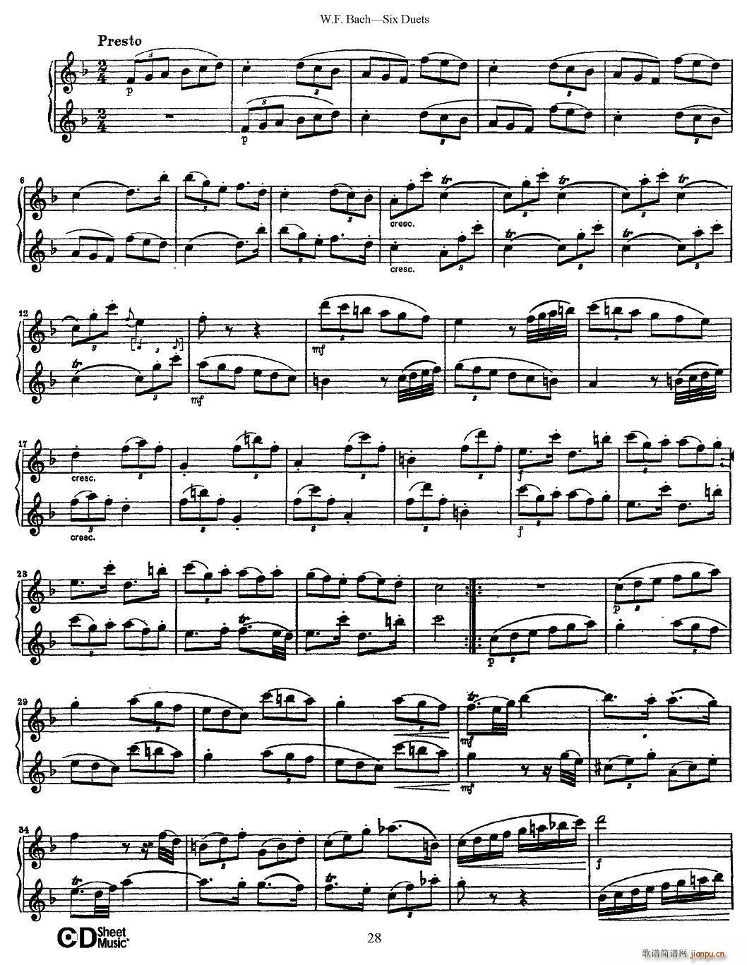 W F 巴赫 六首二重奏练习曲 4(笛箫谱)6