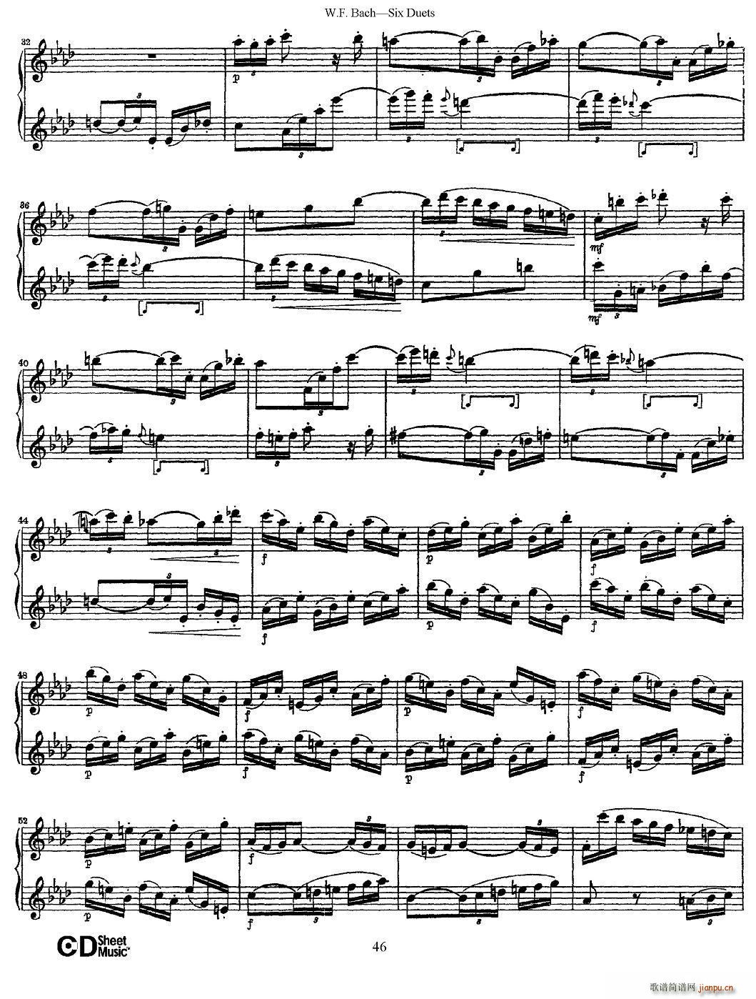 W F 巴赫 六首二重奏练习曲 6(笛箫谱)5