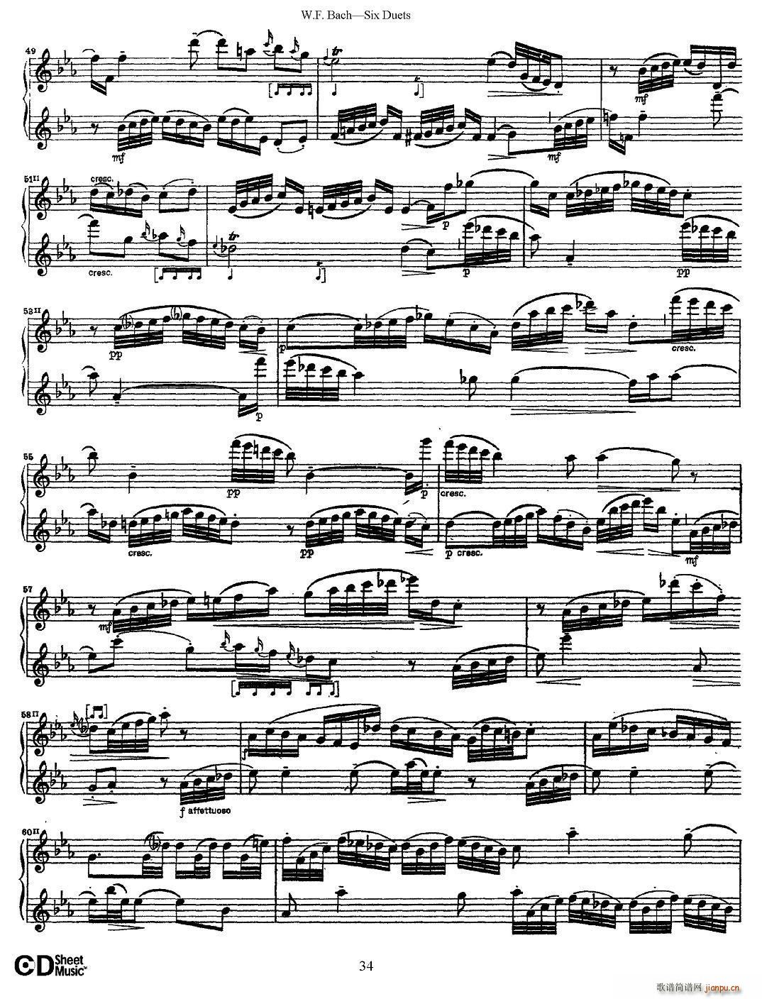 W F 巴赫 六首二重奏练习曲 5(笛箫谱)5
