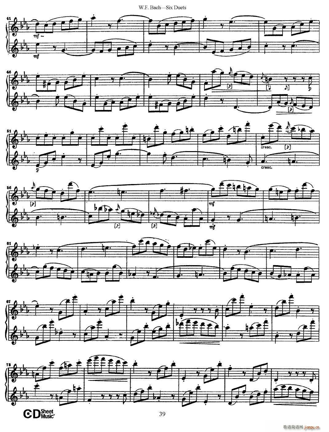 W F 巴赫 六首二重奏练习曲 5(笛箫谱)10