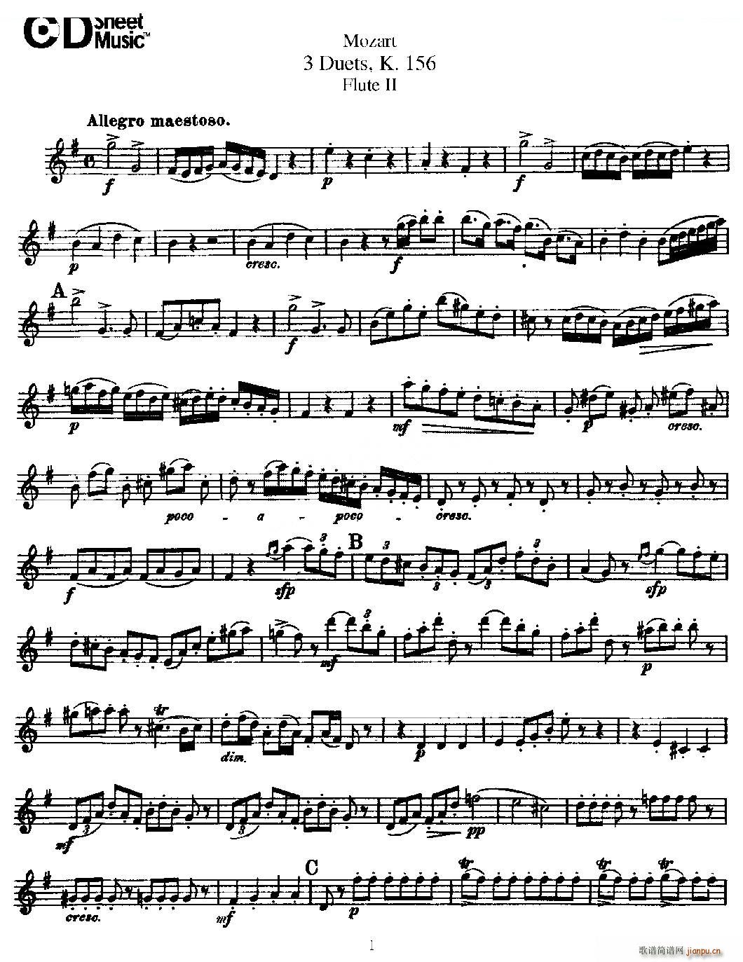 3 Duets K 156 之第二长笛 二重奏三首 K156号 铜管(笛箫谱)1