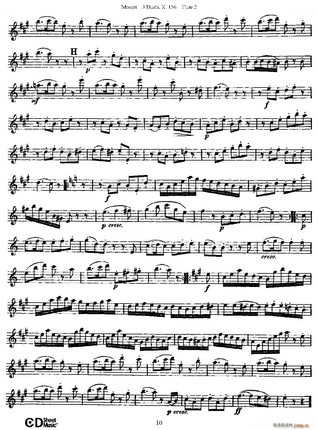 3 Duets K 156 之第二长笛 二重奏三首 K156号 铜管(笛箫谱)10