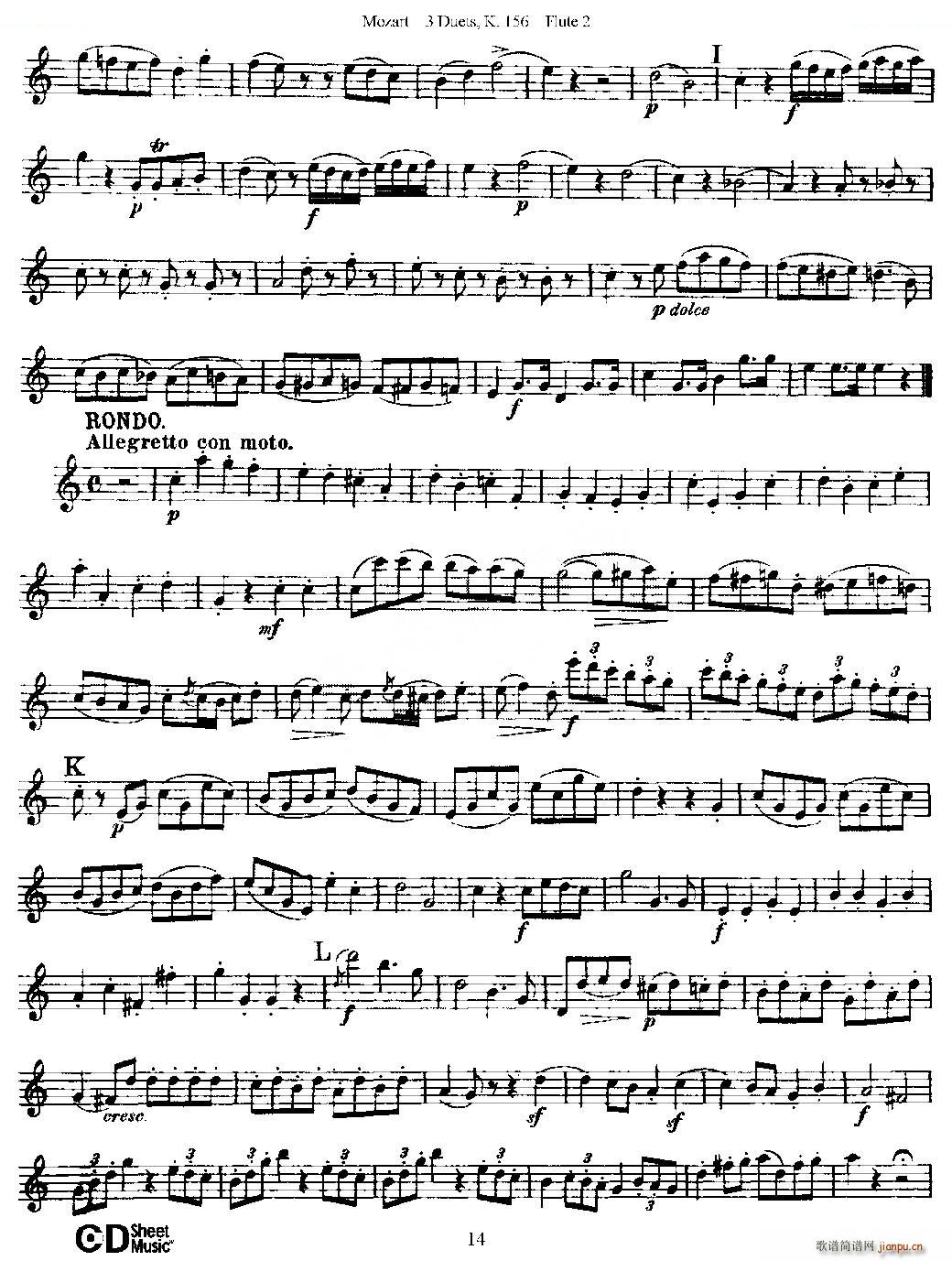 3 Duets K 156 之第二长笛 二重奏三首 K156号 铜管(笛箫谱)14