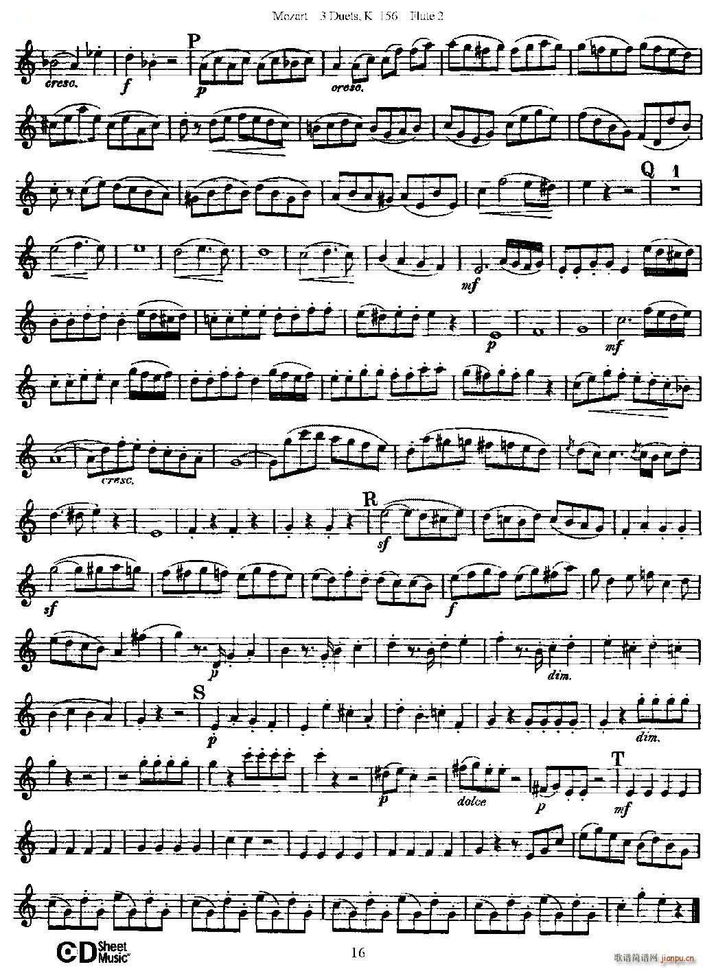 3 Duets K 156 之第二长笛 二重奏三首 K156号 铜管(笛箫谱)16