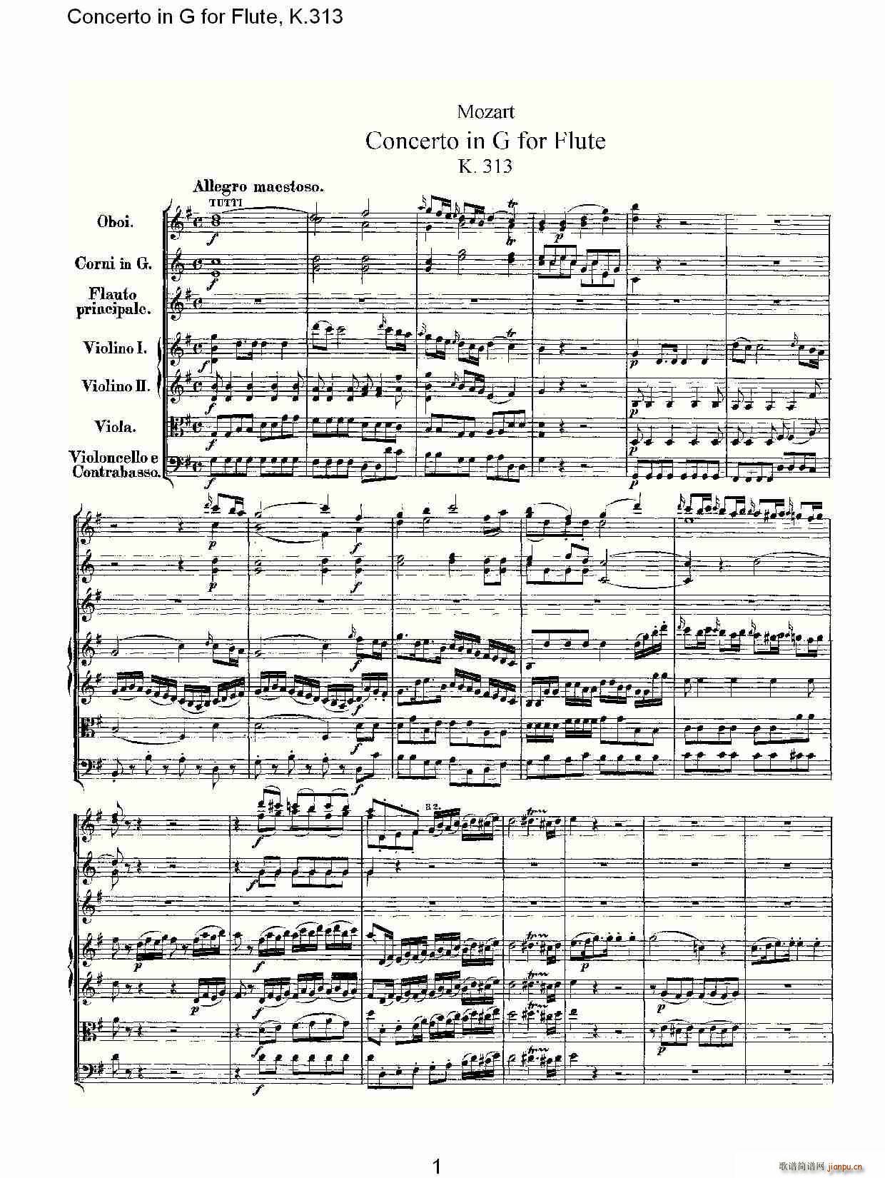 Concerto in G for Flute, K.313(笛箫谱)1