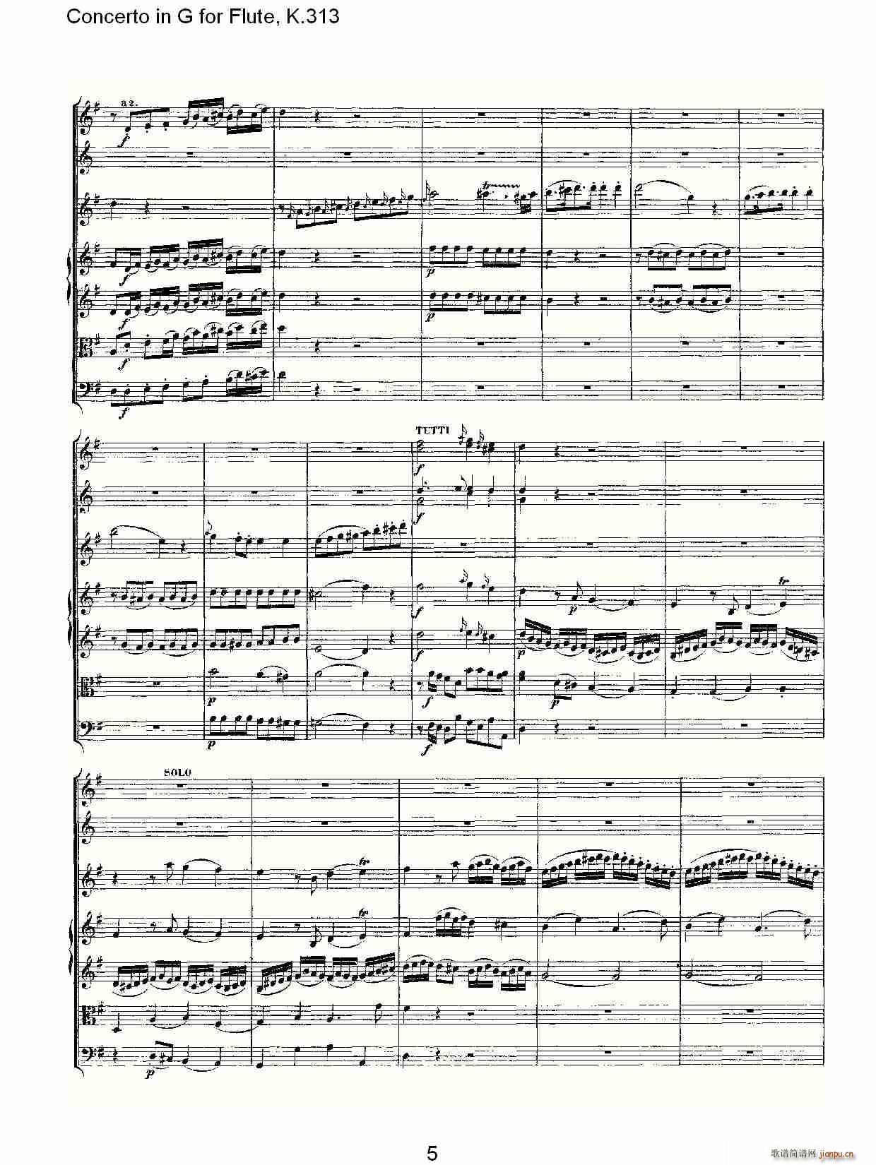 Concerto in G for Flute, K.313(笛箫谱)5