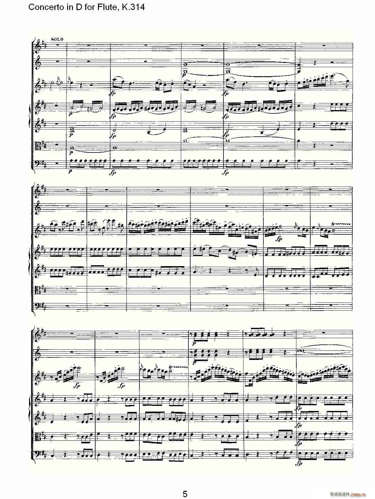 Concerto in D for Flute, K.314(笛箫谱)5