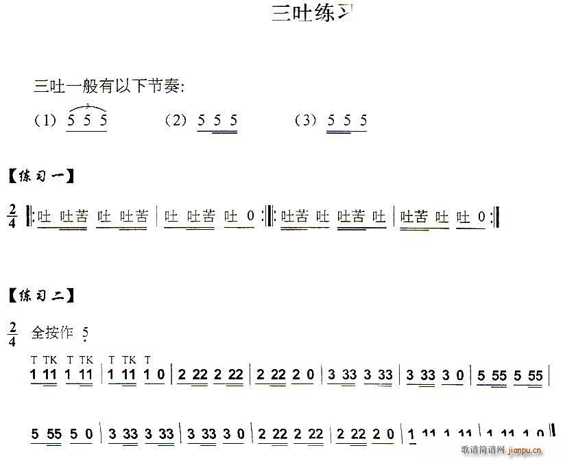 葫芦丝技巧练习之十一 三吐音练习 葫芦丝等(葫芦丝谱)1