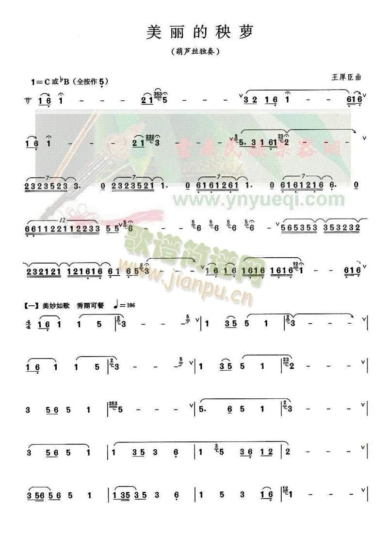 美丽的秧萝(葫芦丝谱)1