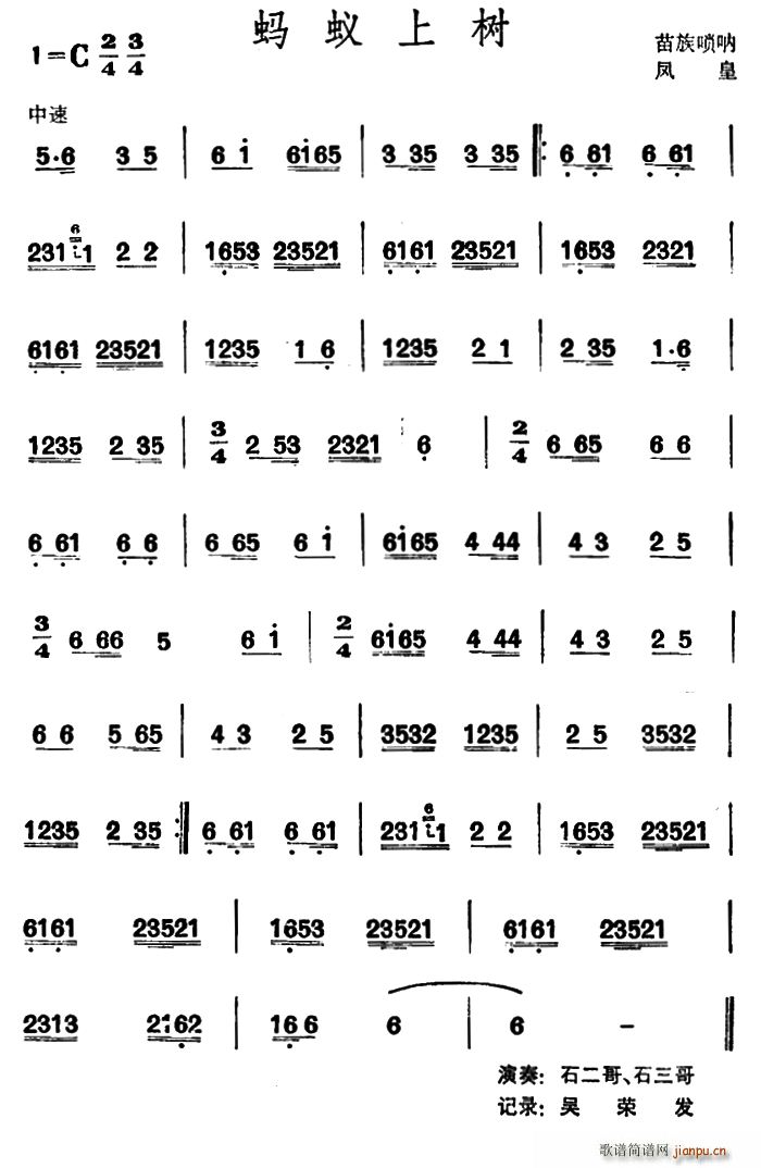 蚂蚁上树 苗族唢呐(唢呐谱)1