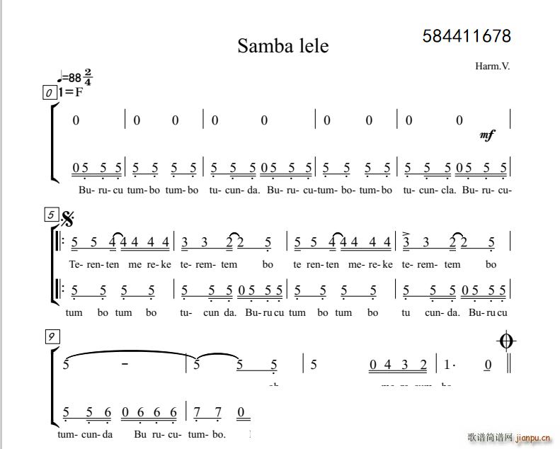 Samba lele 合唱谱(合唱谱)1