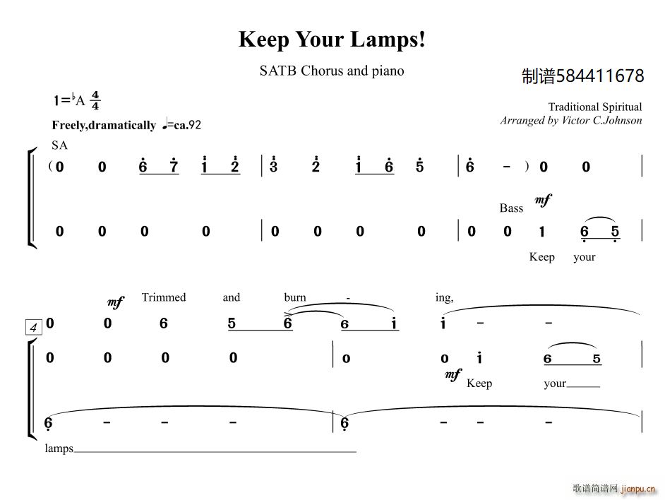 Keep Your Lamp合唱(合唱谱)1