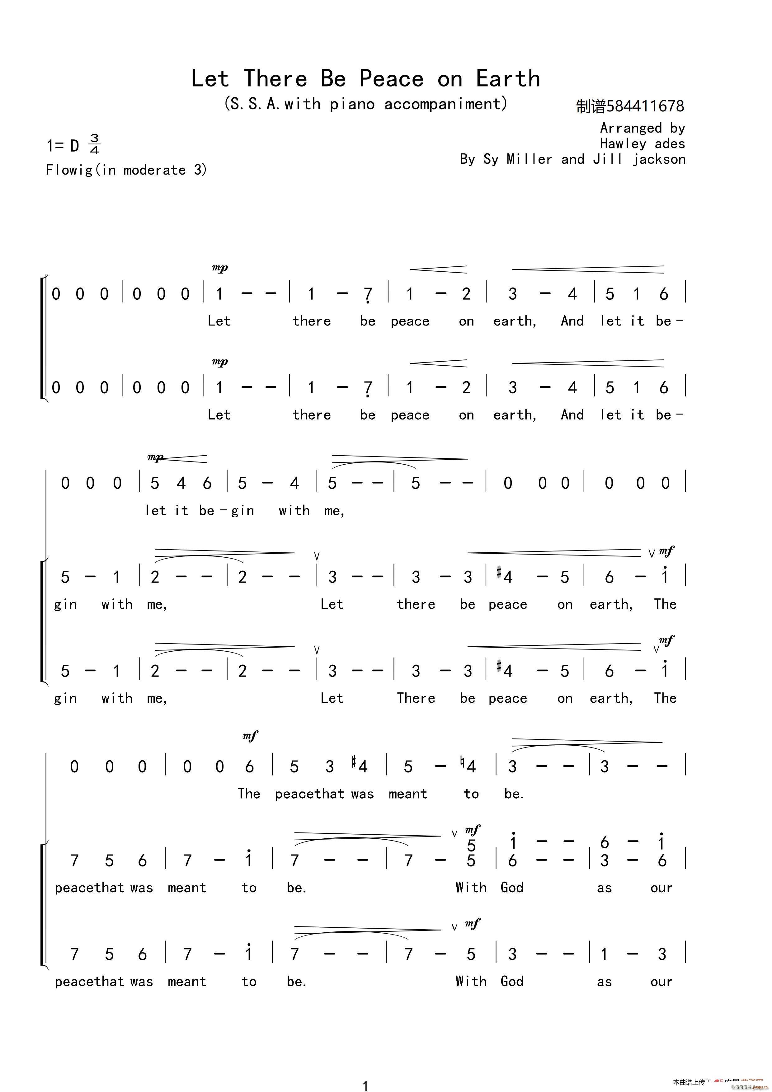 Let There Be Peace on Earth合唱谱(合唱谱)1