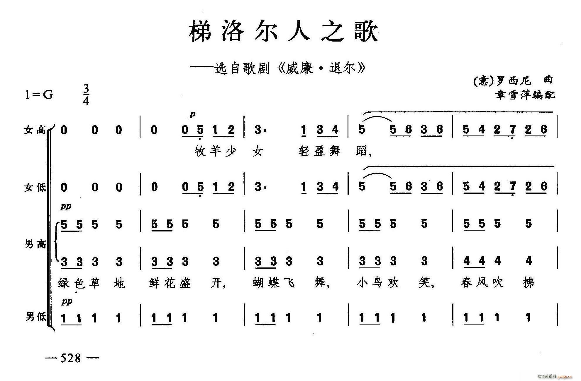 梯洛尔人之歌 合唱(合唱谱)1