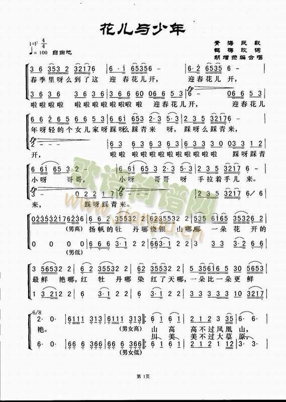 花儿与少年(五字歌谱)1