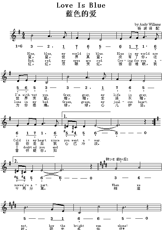 LoveIsBule蓝色的爱(英文歌谱)1