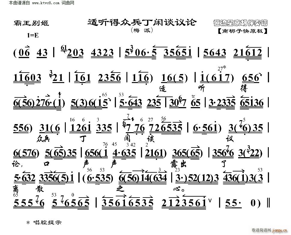 霸王别姬 适听得众兵丁闲谈议论(京剧曲谱)1