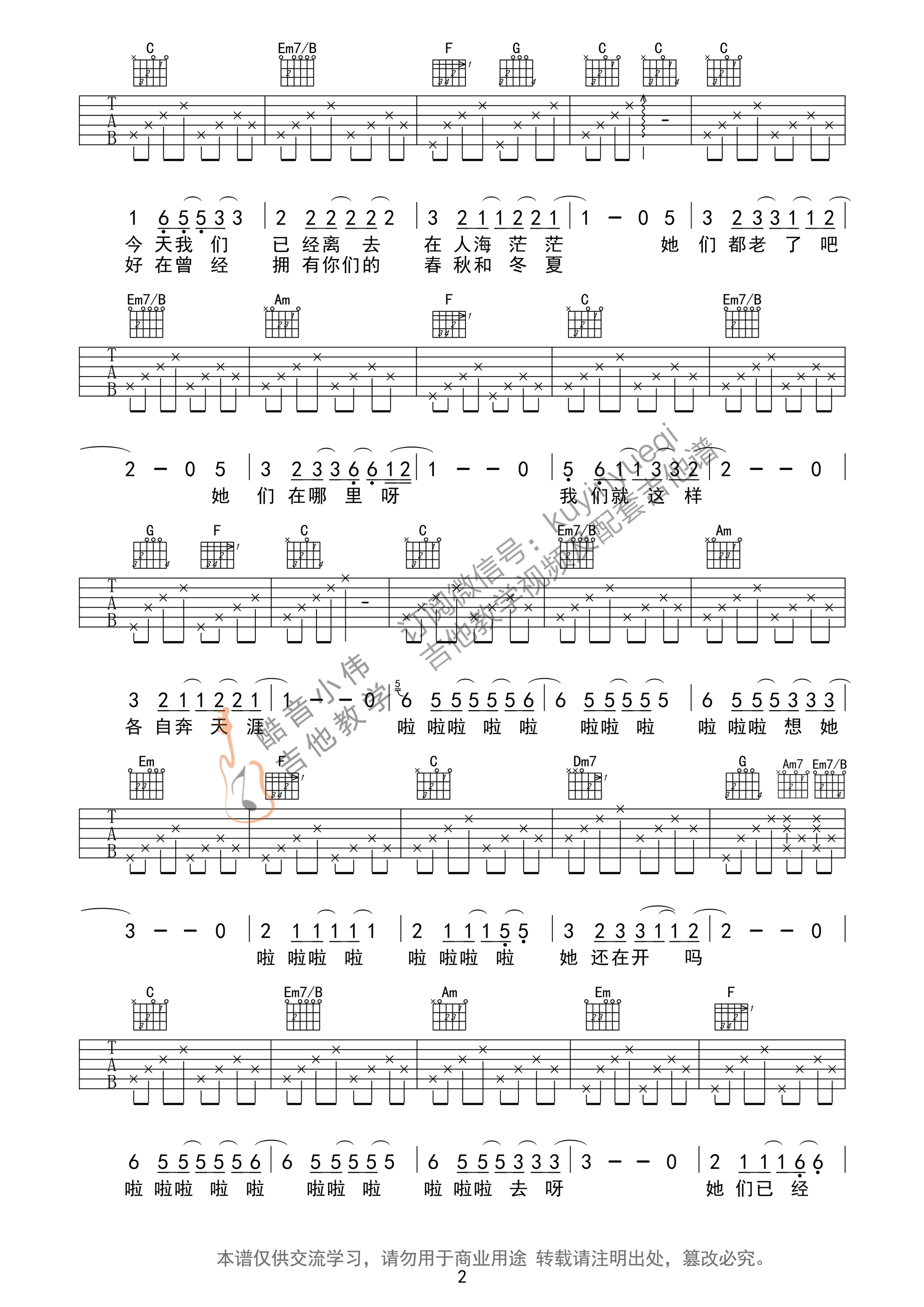 那些花儿吉他谱2-范玮琪