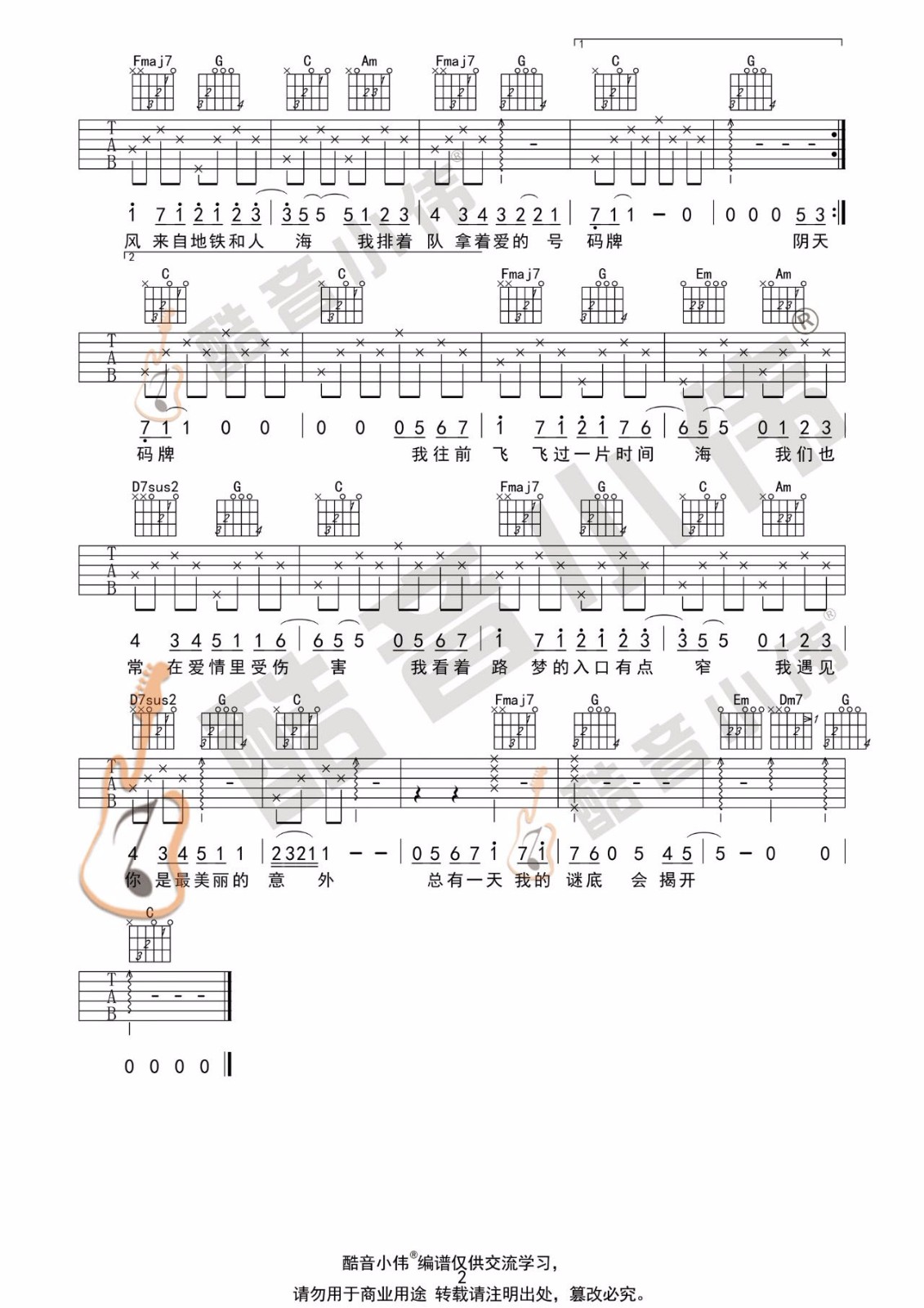 遇见吉他谱2-孙燕姿