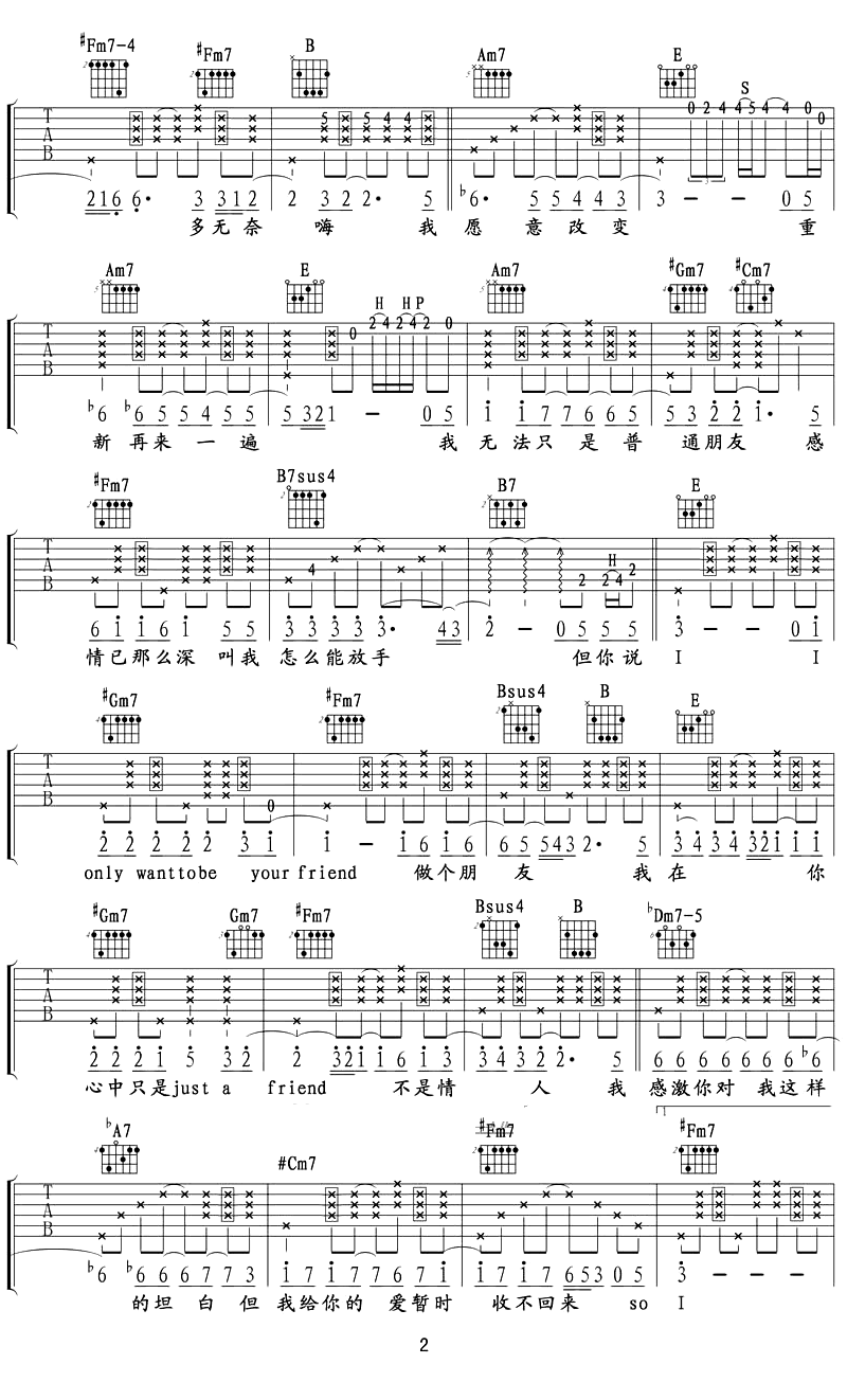 普通朋友吉他谱2-陶喆