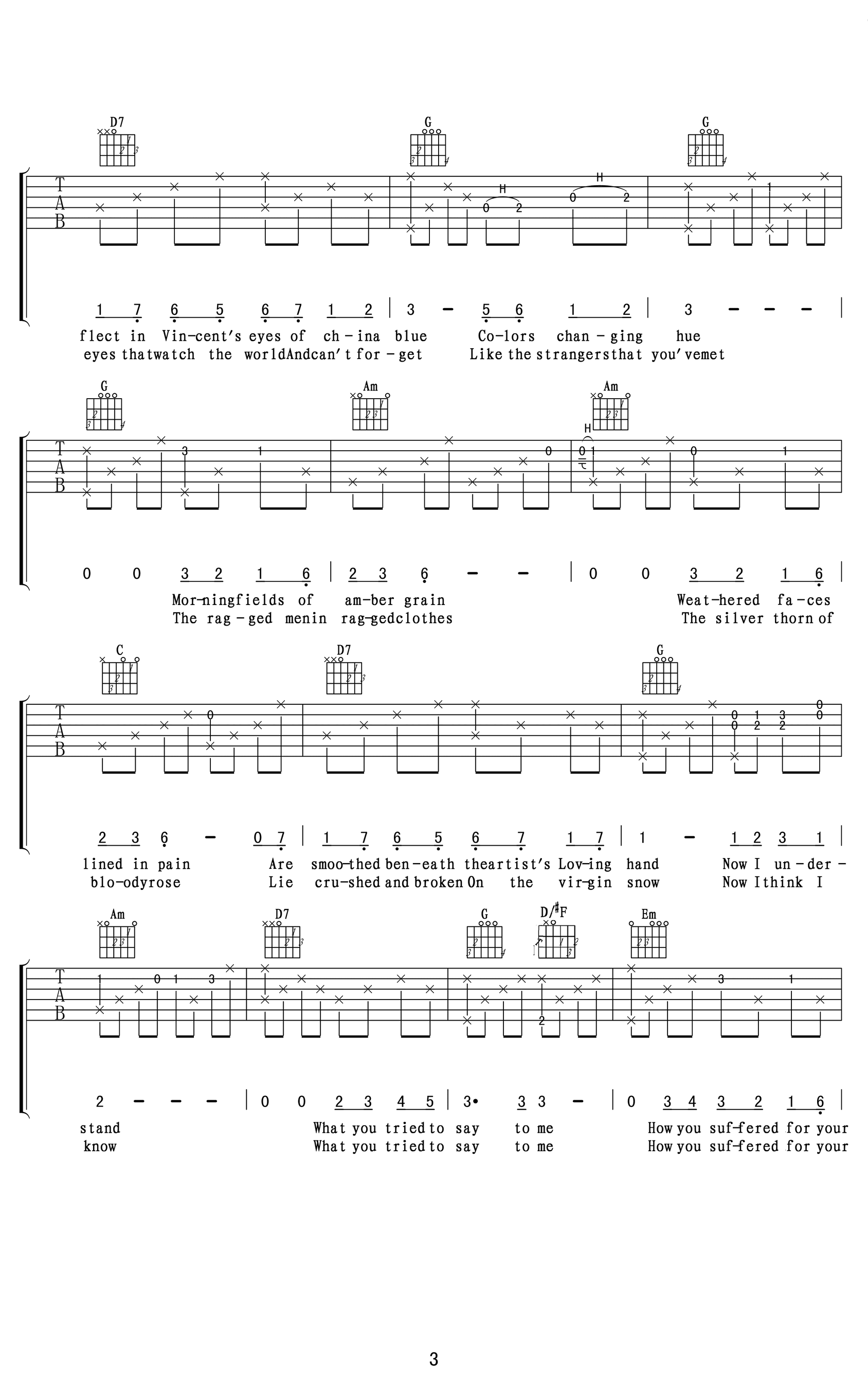 Vincent吉他谱3-Don-Mclean