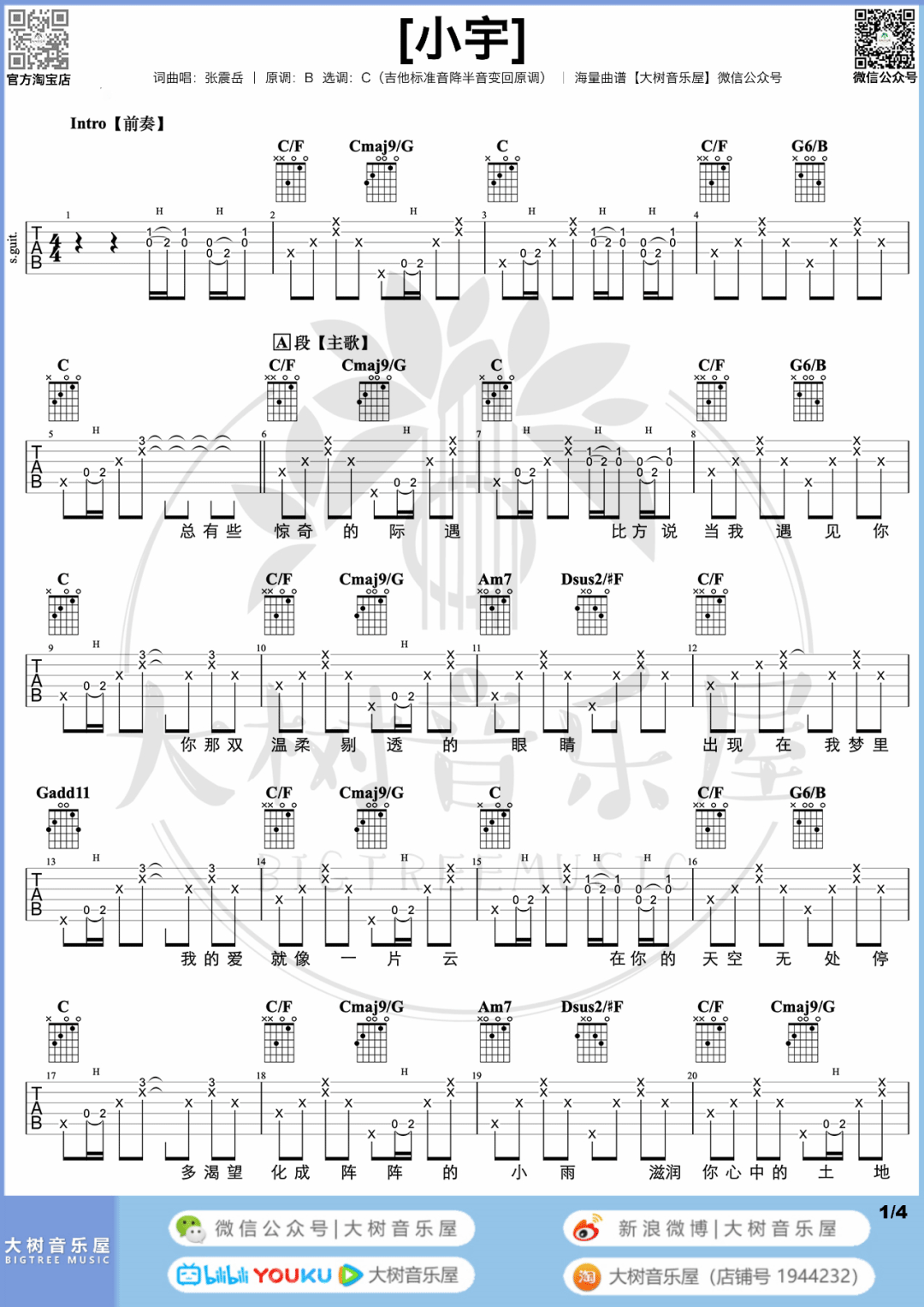 小宇吉他谱1-张震岳